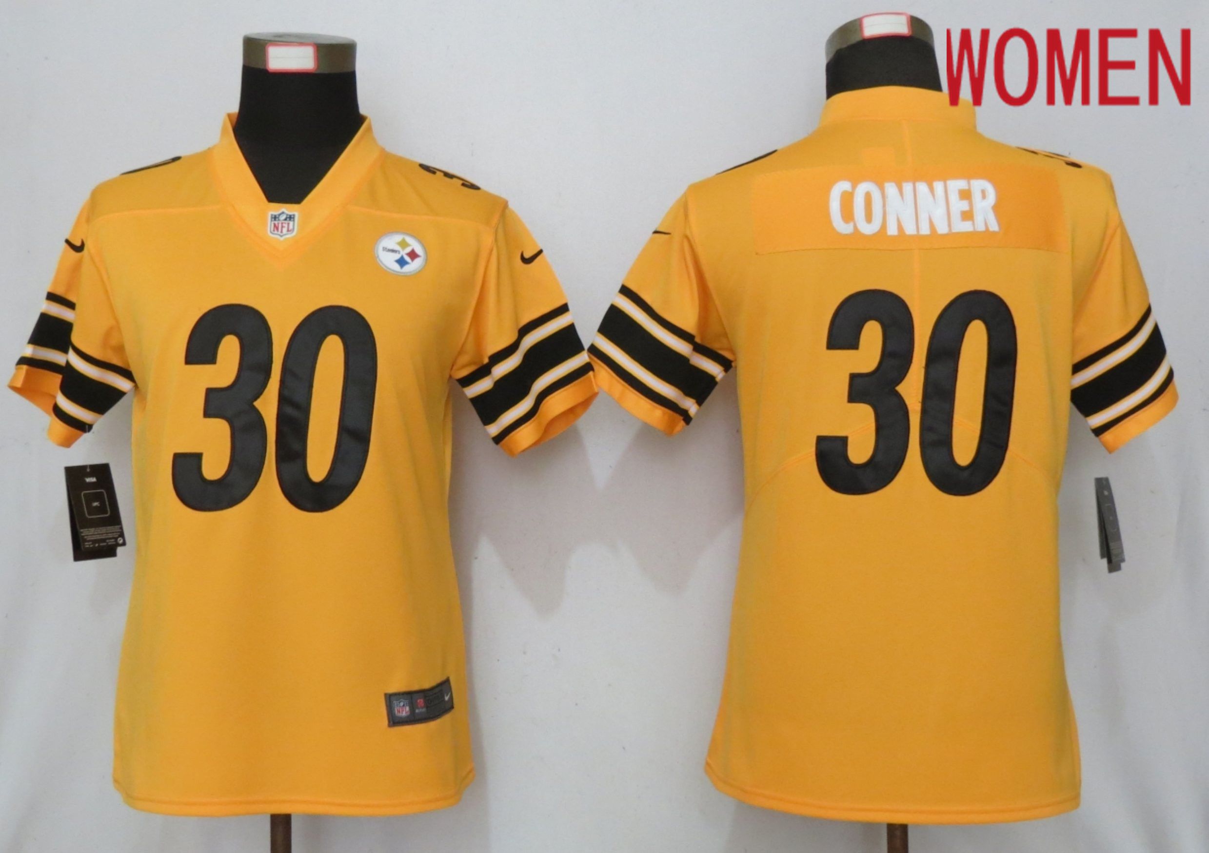 Women Pittsburgh Steelers #30 Conner 2019 Vapor Untouchable Nike Gold Inverted Elite Playe NFL Jerseys